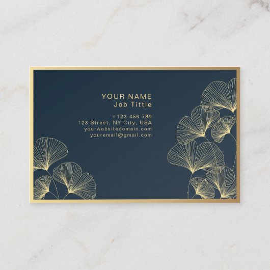 Golden Floral Elegant Flower Luxury Monogram Visitekaartje (Achterkant)
