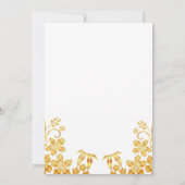 Golden Floral Elegant White Wedding Invitation Kaart (Achterkant)