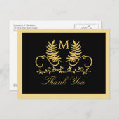 Golden Floral Emblem Wedding Bedankt Briefkaart (Voorkant / Achterkant)