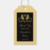 Golden Floral Emblem Wedding Cadeaulabel (Voorkant)