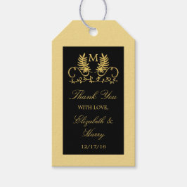 Golden Floral Emblem Wedding Cadeaulabel