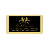 Golden Floral Emblem Wedding Etiket (Voorkant)