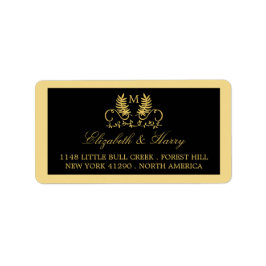 Golden Floral Emblem Wedding Etiket