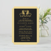 Golden Floral Emblem Wedding Kaart (Staand voorkant)