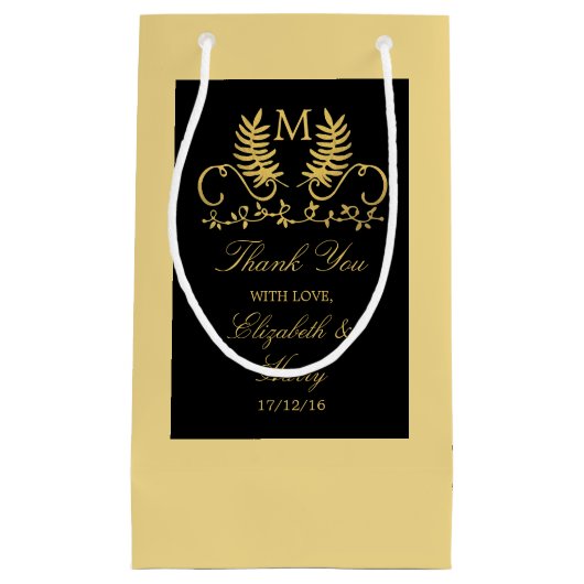 Golden Floral Emblem Wedding Klein Cadeauzakje (Voorkant)