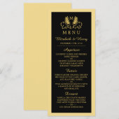 Golden Floral Emblem Wedding Menu (Voorkant / Achterkant)