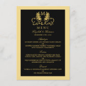 Golden Floral Emblem Wedding Menu (Voorkant)
