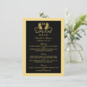 Golden Floral Emblem Wedding Menu (Staand voorkant)