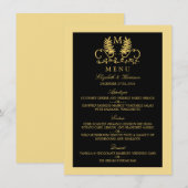 Golden Floral Emblem Wedding Menu (Voorkant / Achterkant)