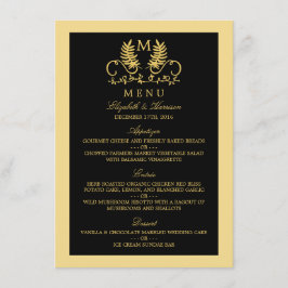 Golden Floral Emblem Wedding Menu