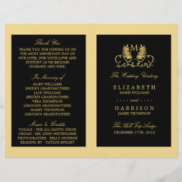 Golden Floral Emblem Wedding Programme