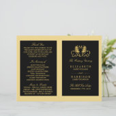 Golden Floral Emblem Wedding Programme (Staand voorkant)