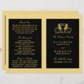 Golden Floral Emblem Wedding Programme (Voorkant / Achterkant)