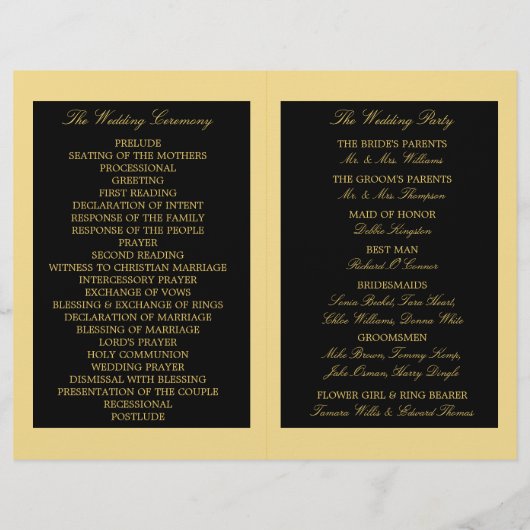 Golden Floral Emblem Wedding Programme (Achterkant)