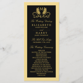 Golden Floral Emblem Wedding Programme Programmakaart