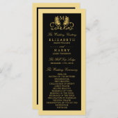 Golden Floral Emblem Wedding Programme Programmakaart (Voorkant / Achterkant)