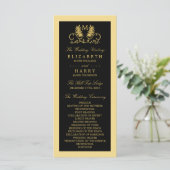 Golden Floral Emblem Wedding Programme Programmakaart (Staand voorkant)