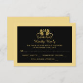 Golden Floral Emblem Wedding RSVP (Voorkant / Achterkant)