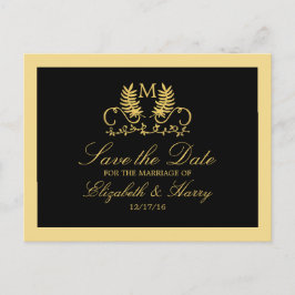 Golden Floral Emblem Wedding Save the Date Aankondigingskaart