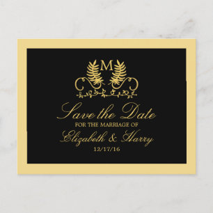 Golden Floral Emblem Wedding Save the Date Aankondigingskaart