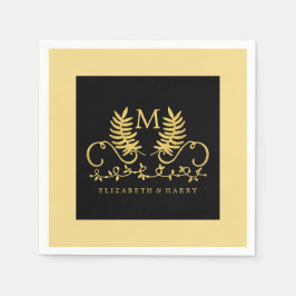 Golden Floral Emblem Wedding Servet