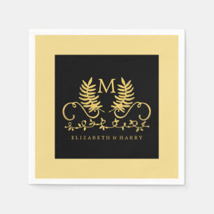 Golden Floral Emblem Wedding Servet