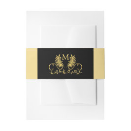 Golden Floral Emblem Wedding Uitnodigingen Wikkel