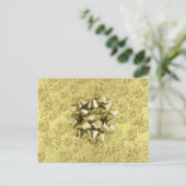 Golden Floral Folie Christmas Wrapping met strik Feestdagenkaart (Staand voorkant)