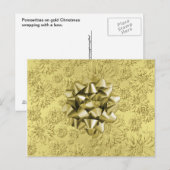 Golden Floral Folie Christmas Wrapping met strik Feestdagenkaart (Voorkant / Achterkant)