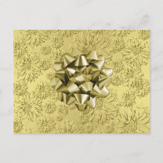 Golden Floral Folie Christmas Wrapping met strik Feestdagenkaart (Voorkant)