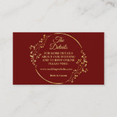 Golden Floral Geometric Wreath Red Detail Wedding Informatiekaartje (Voorkant)