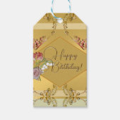 Golden Floral Gift Label Cadeaulabel (Voorkant)