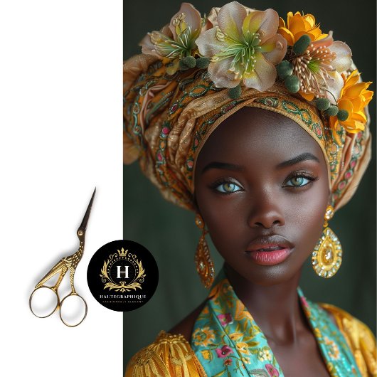 Golden Floral Goddess Portret Decoupage Tissuepapier