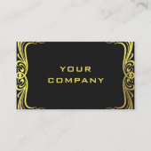Golden Floral Gold Text Black Visitekaartje (Voorkant)