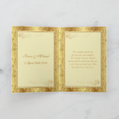 Golden floral, harten bruiloft Dank je Bedankkaart (Binnen)