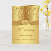 Golden Floral Hearts 50e bruiloft Jubileum Kaart (Gele Bloem)