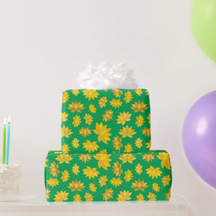 Golden Floral Herfst Pattern Autumn Seamless Cadeaupapier