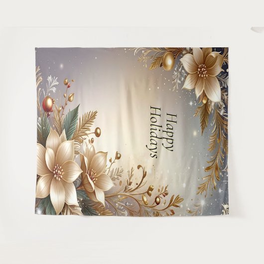 Golden Floral Holiday Backdrop Wandkleed (Voorkant (horizontaal))