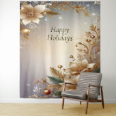 Golden Floral Holiday Backdrop Wandkleed (In situ)