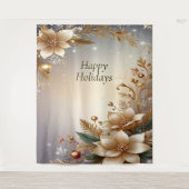 Golden Floral Holiday Backdrop Wandkleed (Voorkant)