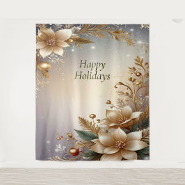 Golden Floral Holiday Backdrop Wandkleed