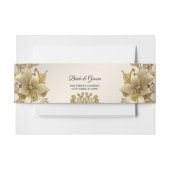 Golden Floral Invitation Belly Band Uitnodigingen Wikkel (Voorkant Voorbeeld)