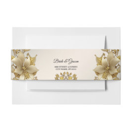 Golden Floral Invitation Belly Band Uitnodigingen Wikkel