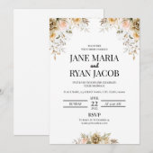 Golden floral Invitation card Sjabloon Kaart (Voorkant / Achterkant)