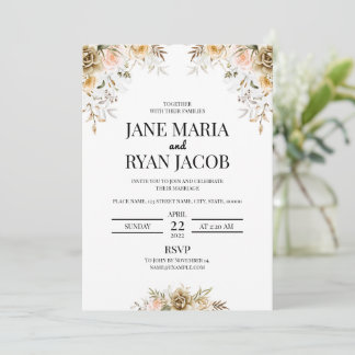 Golden floral Invitation card Sjabloon Kaart