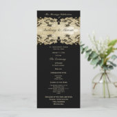 Golden Floral Lace Wedding Programma Programmakaart (Staand voorkant)