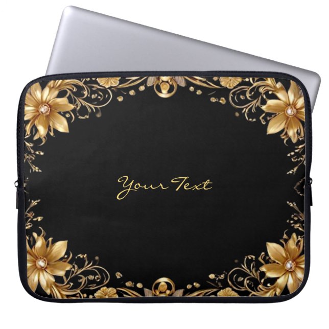 Golden Floral laptophoes Laptop Sleeve (Voorkant)