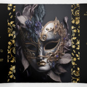 Golden Floral Masquerade Sweet 16 Party Invitation Drieluik Uitnodiging (Binnenkant midden)