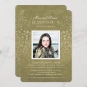 Golden Floral Memorial Service Aangepaste uitnodig Kaart (Voorkant / Achterkant)