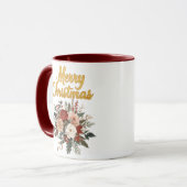 Golden Floral Merry Christmas Bouquet Mok (Voorkant links)
